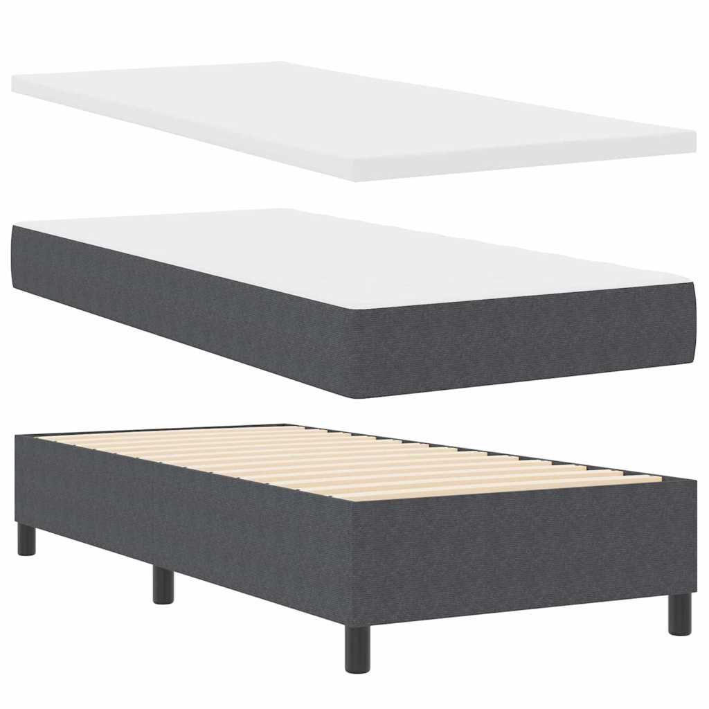 Postel s boxspringem s čelo Tmavě šedá a bílá 100 x 200 cm - obrázek 5
