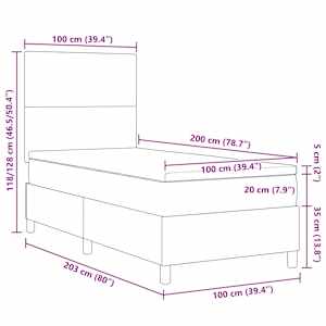 Postel s boxspringem s čelo Tmavě šedá a bílá 100 x 200 cm - obrázek 12