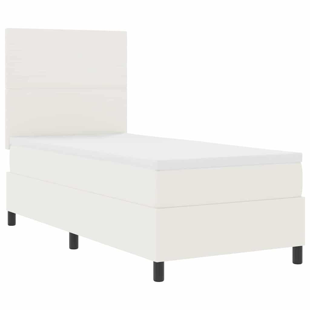 Postel s boxspringem s čelo Krémová a bílá 100 x 200 cm - obrázek 2