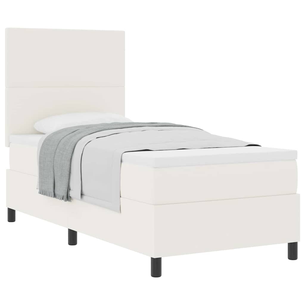 Postel s boxspringem s čelo Krémová a bílá 100 x 200 cm - obrázek 3