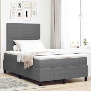 Postel s boxspringem s čelo Světle šedá a bílá 120 x 190 cm - obrázek 1