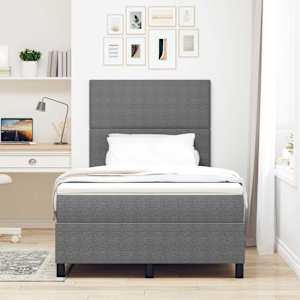 Postel s boxspringem s čelo Světle šedá a bílá 120 x 190 cm - obrázek 4