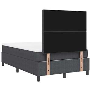 Postel s boxspringem s čelo Tmavě šedá a bílá 120 x 190 cm - obrázek 9