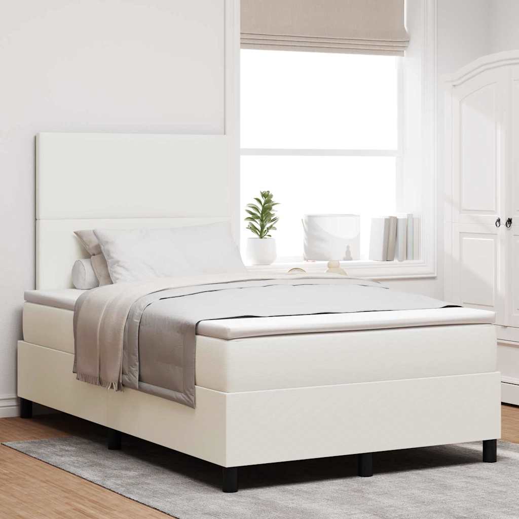 vidaXL Boxspringbett Creme und Weiß 120 x 200 cm Cordstoff