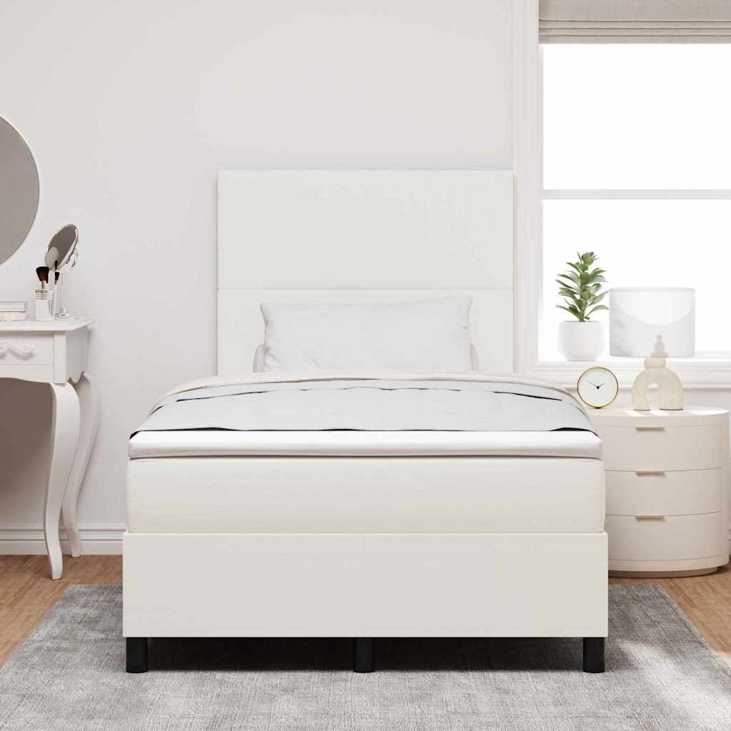 Postel s boxspringem s čelo Krémová a bílá 120 x 200 cm - obrázek 4
