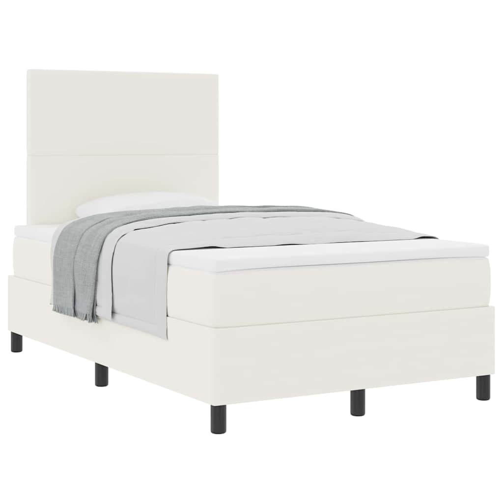 Postel s boxspringem s čelo Krémová a bílá 120 x 200 cm - obrázek 3