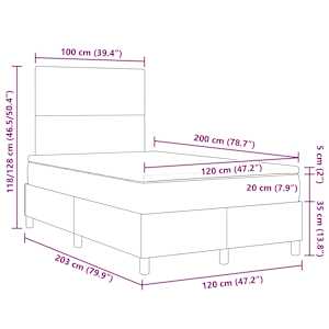 Postel s boxspringem s čelo Světle šedá a bílá 120 x 200 cm - obrázek 12