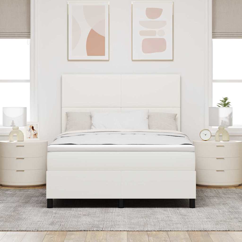 Postel s boxspringem s čelo Krémová a bílá 140 x 190 cm - obrázek 4