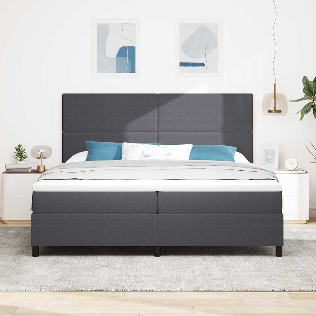 Postel s boxspringem s čelo Tmavě šedá a bílá 200 x 200 cm - obrázek 4