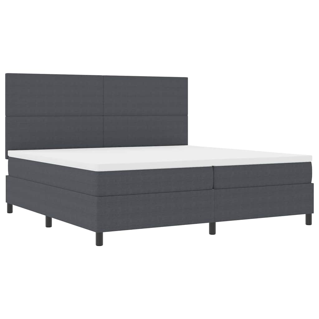 Postel s boxspringem s čelo Tmavě šedá a bílá 200 x 200 cm - obrázek 2