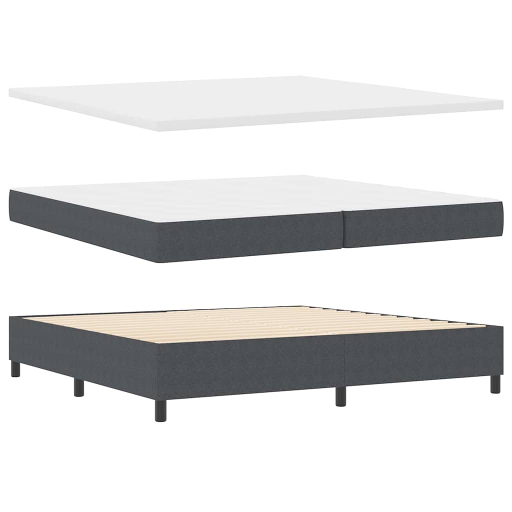 Postel s boxspringem s čelo Tmavě šedá a bílá 200 x 200 cm - obrázek 5