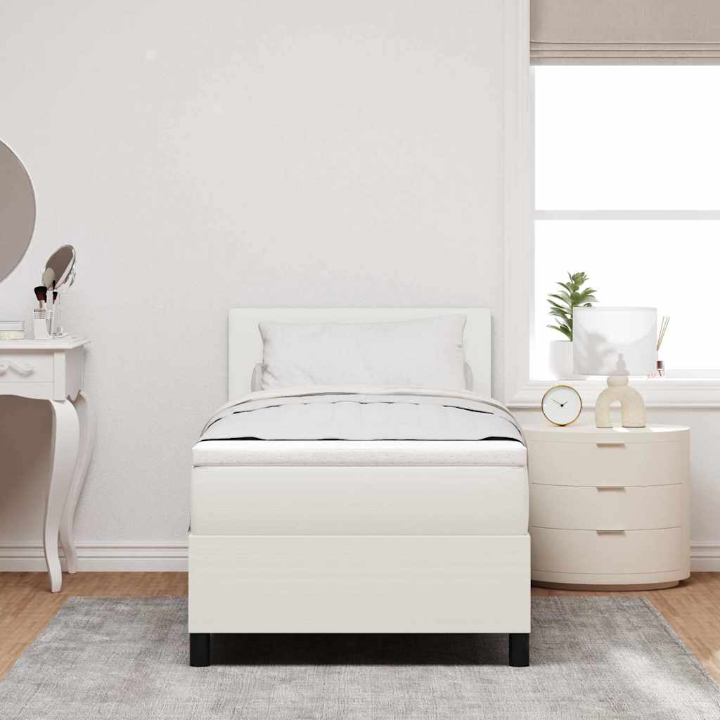 LED box pružinová postel s čelo Krémová a bílá 90 x 200 cm3337585