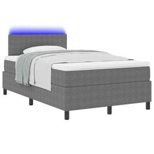 LED box pružinová postel s čelo Světle šedá a bílá 120 x 190 cm - obrázek 3
