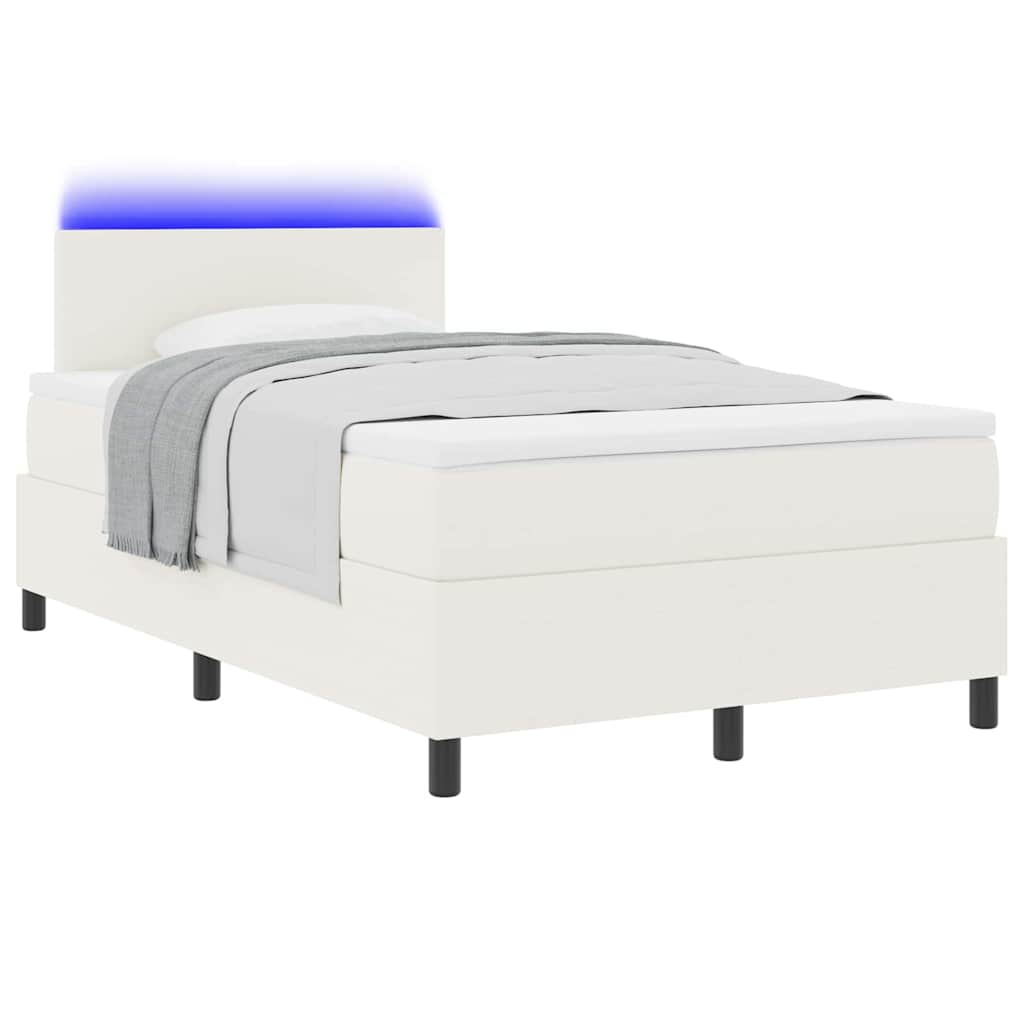 Thumbnail - vidaXL LED Boxspringbett Creme und Weiß 120 x 190 cm Cordstoff