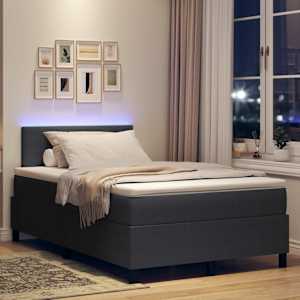 LED box pružinová postel s čelo Tmavě šedá a bílá 120 x 200 cm - obrázek 5
