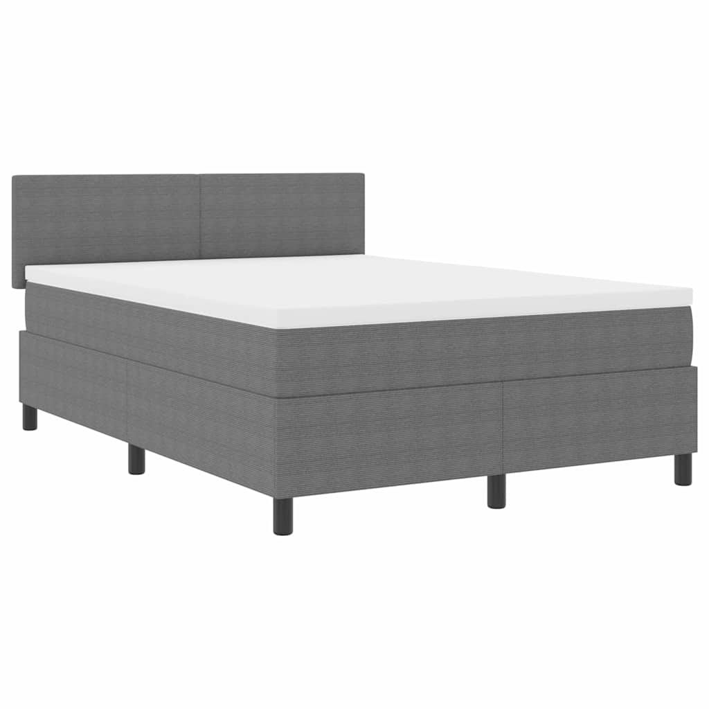 LED box pružinová postel s čelo Světle šedá a bílá 140 x 190 cm3337599