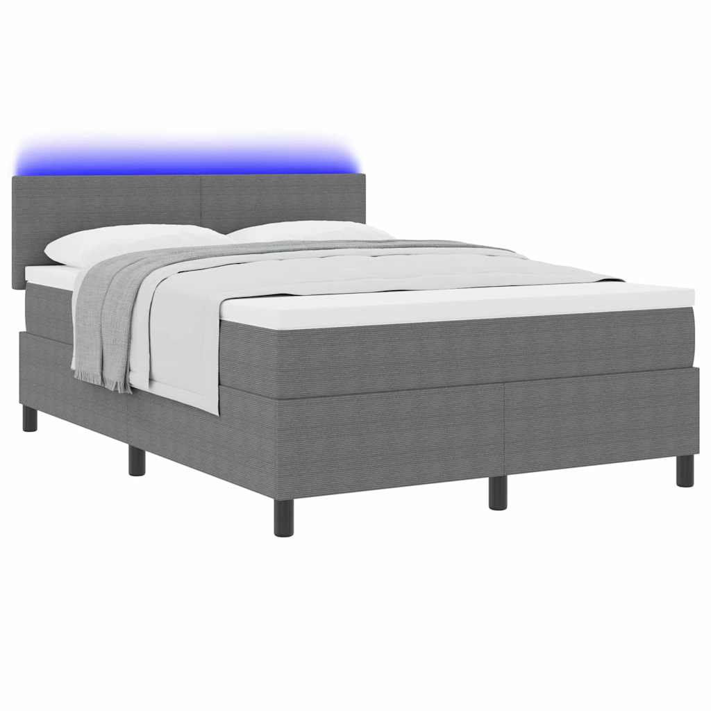 LED box pružinová postel s čelo Světle šedá a bílá 140 x 190 cm3337599