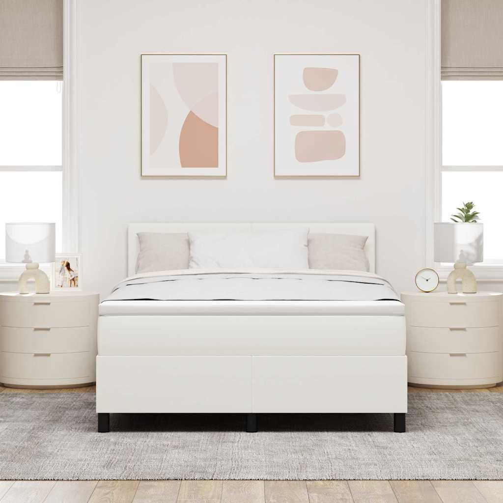 LED box pružinová postel s čelo Krémová a bílá 140 x 190 cm3337601