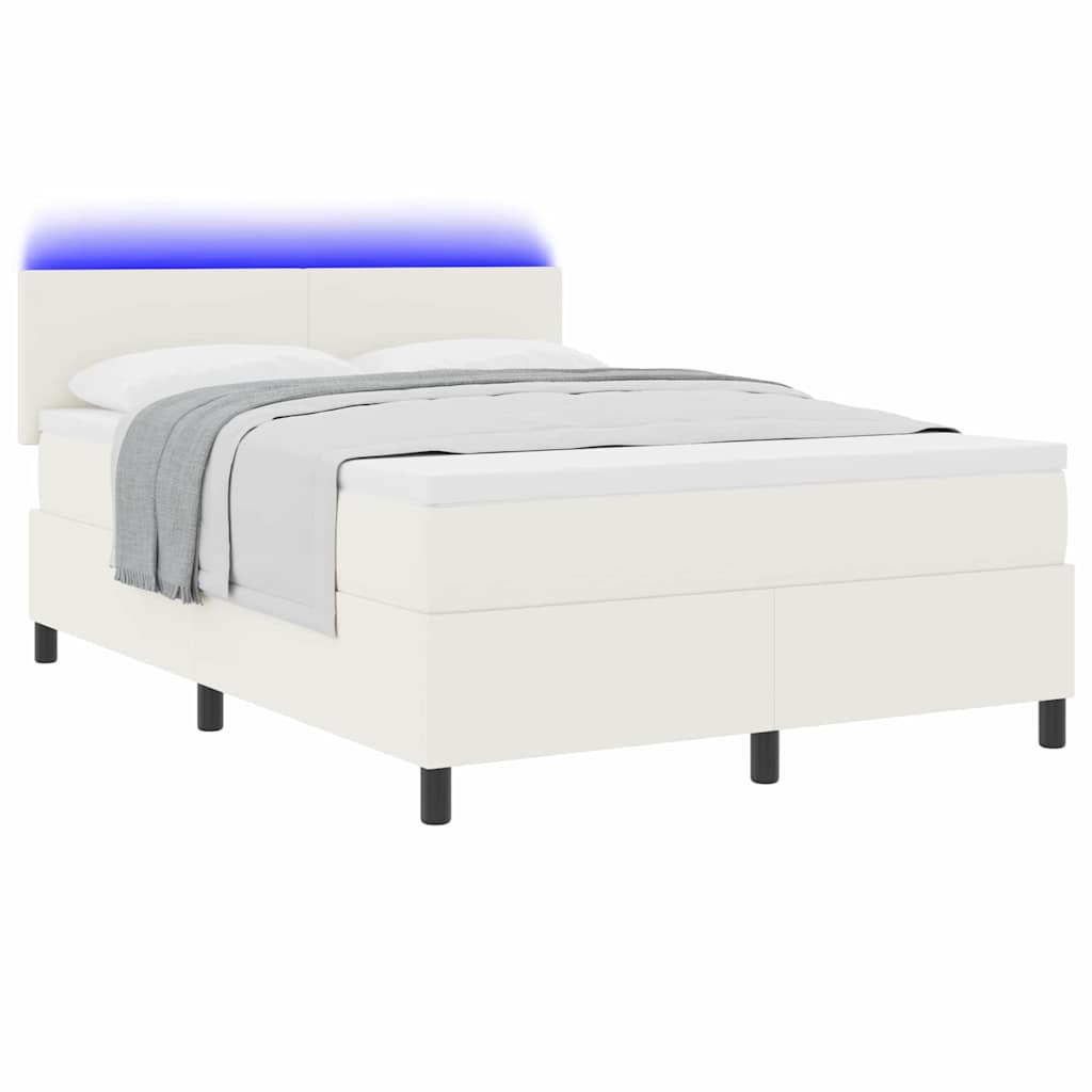 Thumbnail - vidaXL LED Boxspringbett Creme und Weiß 140 x 190 cm Cordstoff