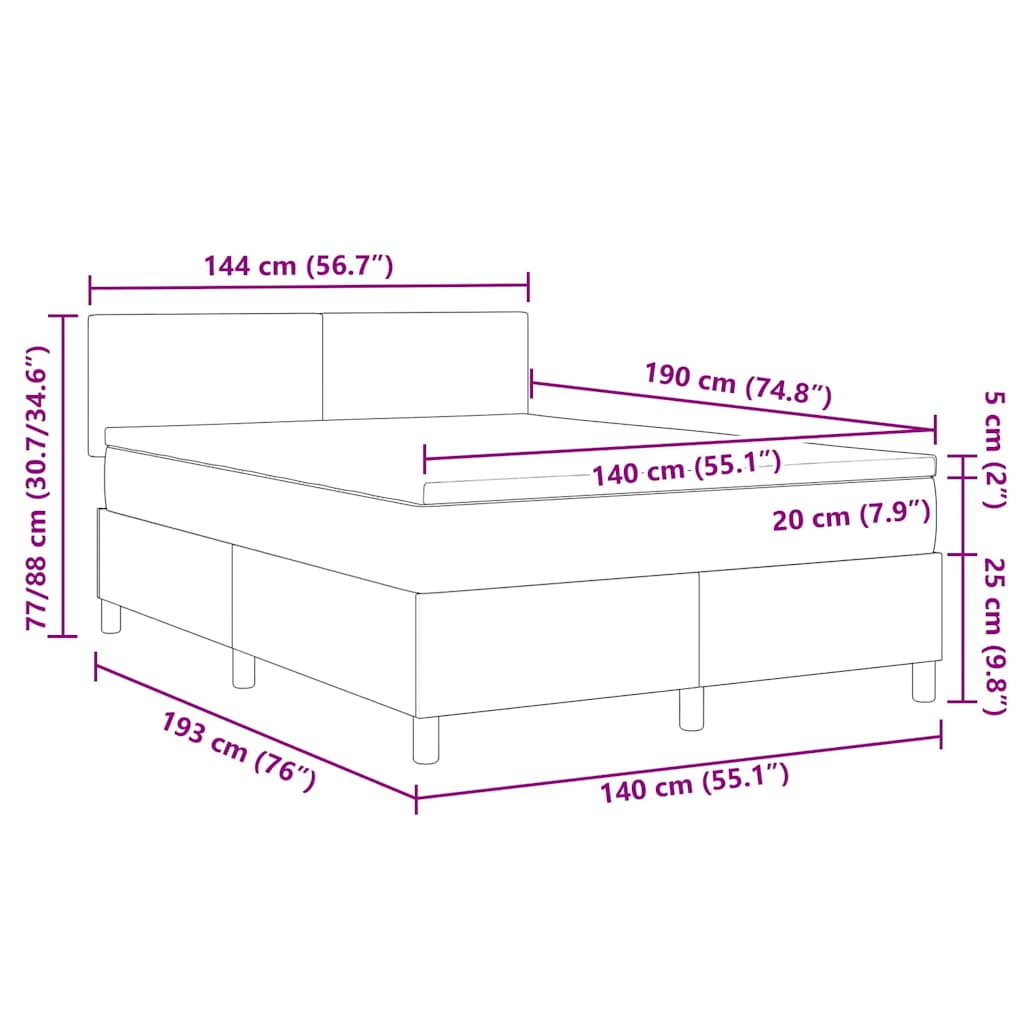 LED box pružinová postel s čelo Krémová a bílá 140 x 190 cm - obrázek 14