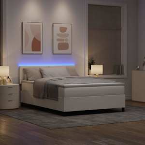 LED box pružinová postel s čelo Krémová a bílá 140 x 200 cm - obrázek 5