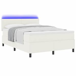 LED box pružinová postel s čelo Krémová a bílá 140 x 200 cm - obrázek 3
