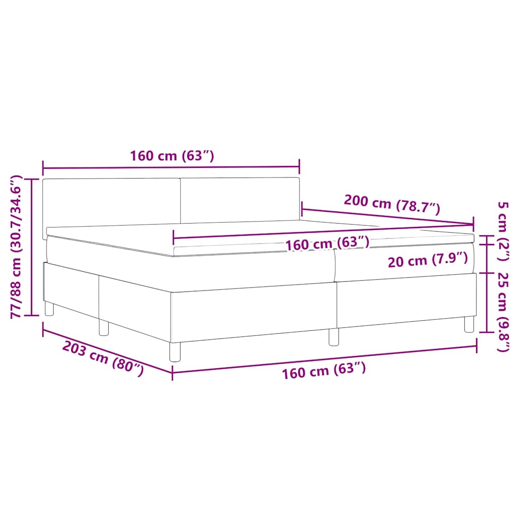 LED box pružinová postel s čelo Tmavě šedá a bílá 160 x 200 cm - obrázek 14