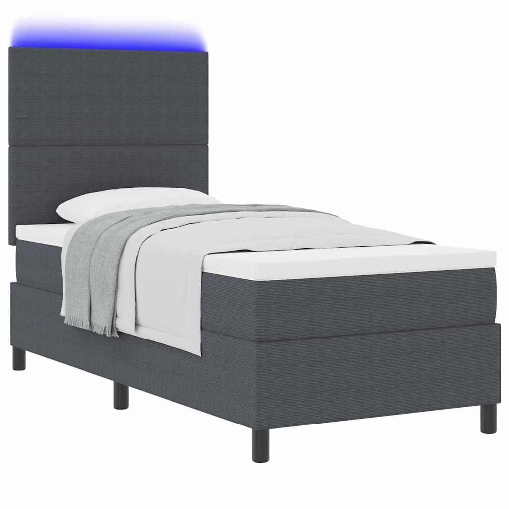 Thumbnail - vidaXL LED Boxspringbett Dunkelgrau und Weiß 90 x 190 cm Cordstoff