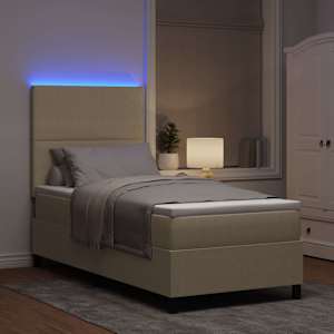 LED box pružinová postel s čelo Světle šedá a bílá 90 x 190 cm - obrázek 5