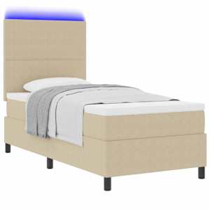 LED box pružinová postel s čelo Světle šedá a bílá 90 x 190 cm - obrázek 3