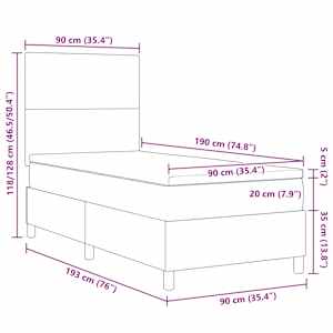 LED box pružinová postel s čelo Světle šedá a bílá 90 x 190 cm - obrázek 14
