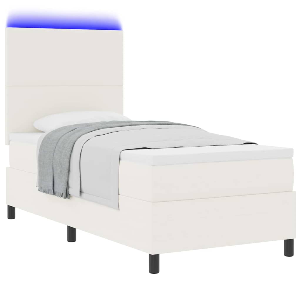 Thumbnail - vidaXL LED Boxspringbett Creme und Weiß 100 x 200 cm Cordstoff