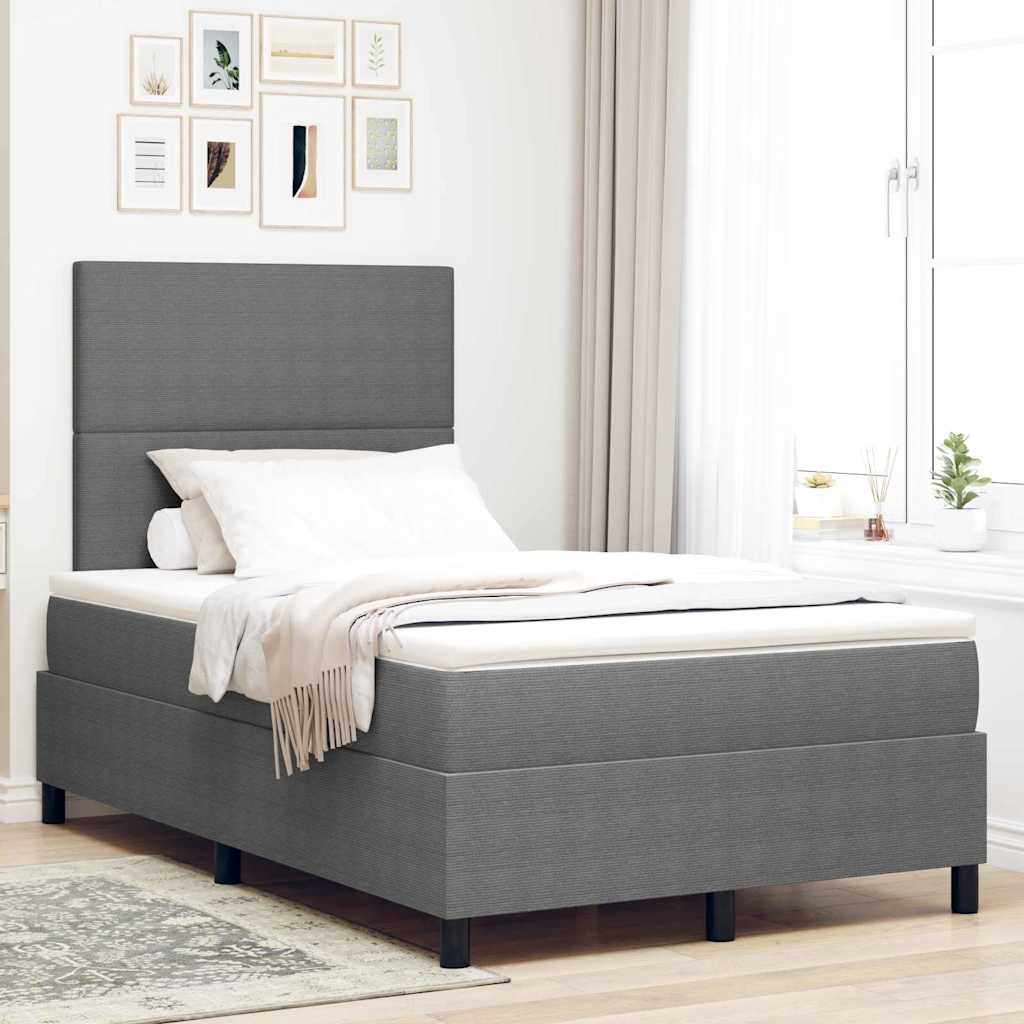 LED box pružinová postel s čelo Světle šedá a bílá 120 x 190 cm