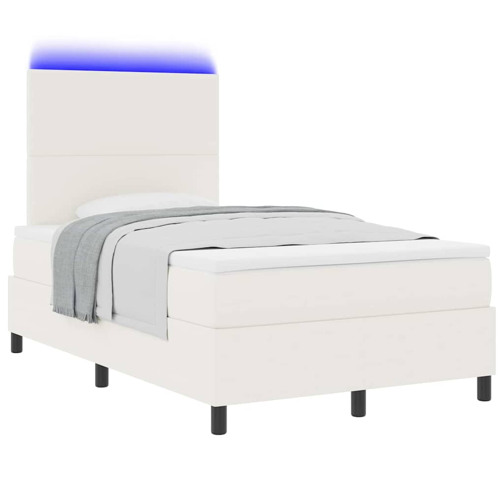 Thumbnail - vidaXL LED Boxspringbett Creme und Weiß 120 x 190 cm Cordstoff