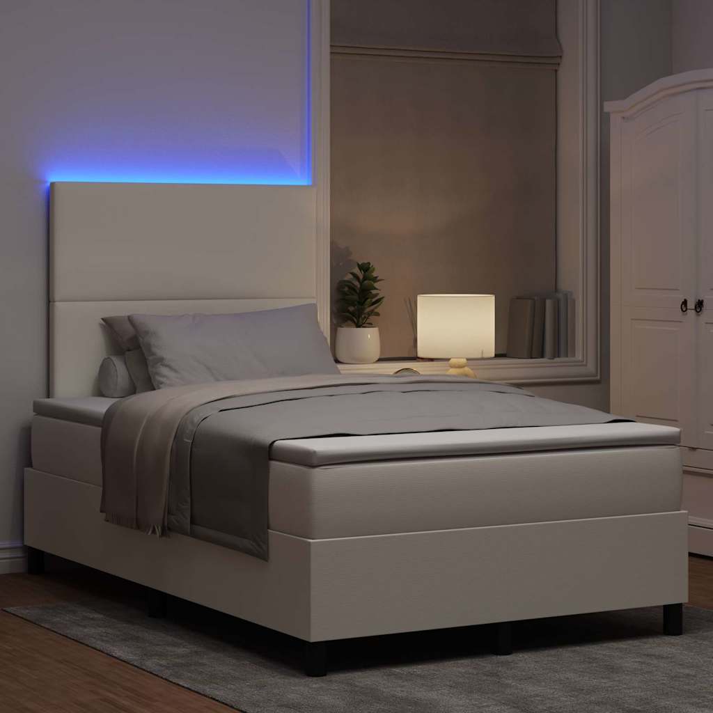 LED box pružinová postel s čelo Krémová a bílá 120 x 200 cm - obrázek 5