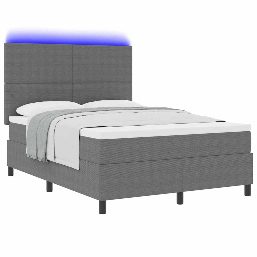 LED box pružinová postel s čelo Světle šedá a bílá 140 x 190 cm - obrázek 3