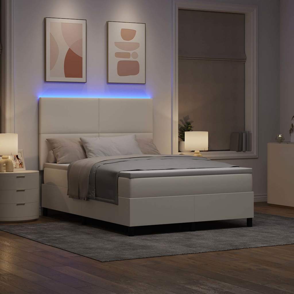 LED box pružinová postel s čelo Krémová a bílá 140 x 190 cm - obrázek 5