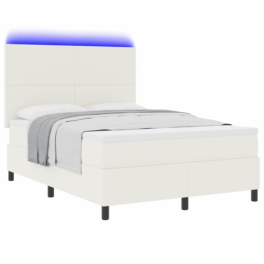 LED box pružinová postel s čelo Krémová a bílá 140 x 190 cm - obrázek 3