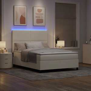 LED box pružinová postel s čelo Krémová a bílá 140 x 200 cm - obrázek 5