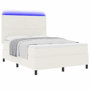 LED box pružinová postel s čelo Krémová a bílá 140 x 200 cm - obrázek 3