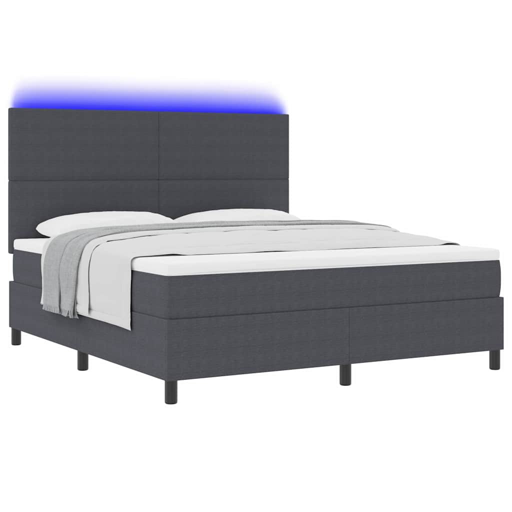 Thumbnail - vidaXL LED Boxspringbett Dunkelgrau und Weiß 180 x 200 cm Cordstoff