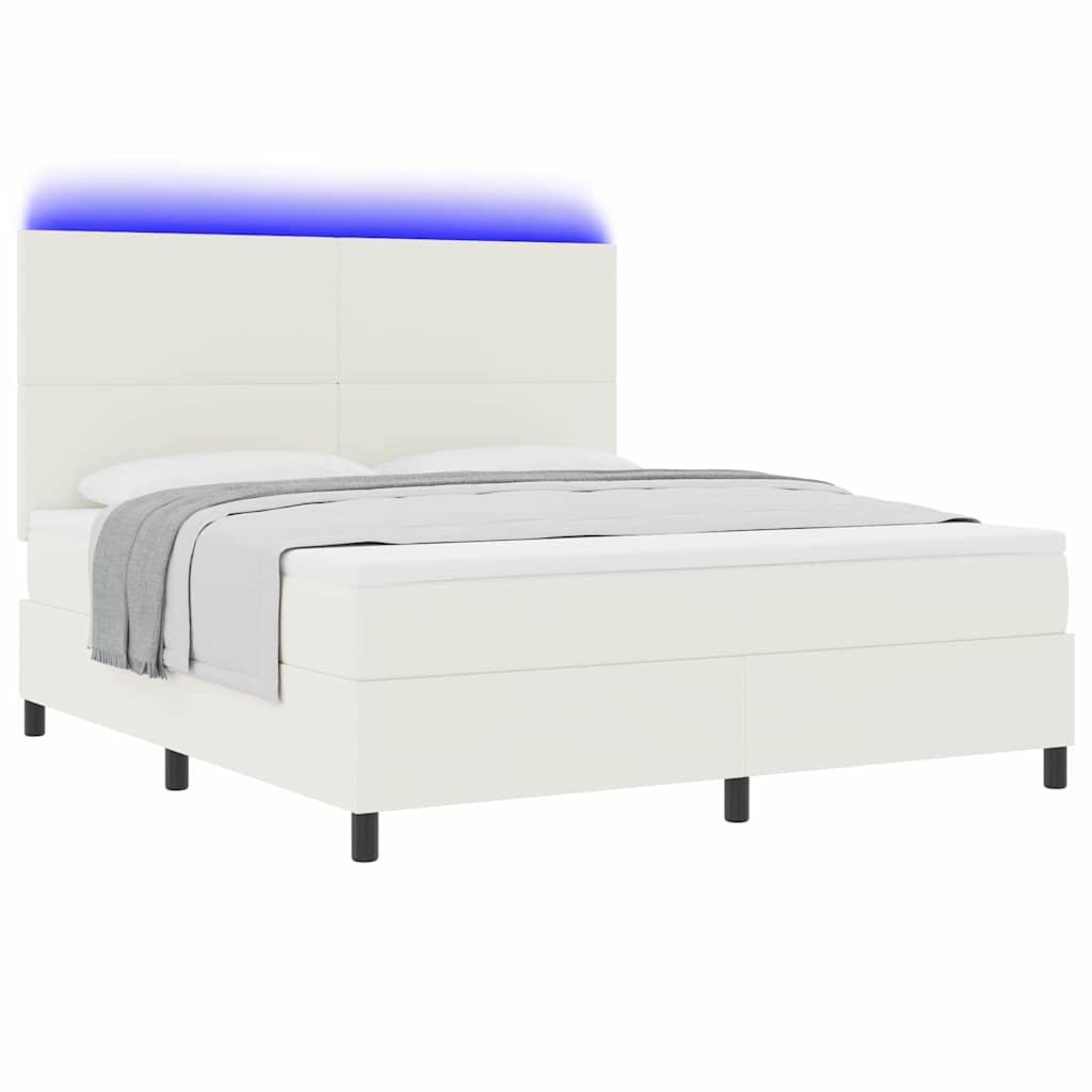 Thumbnail - vidaXL LED Boxspringbett Creme und Weiß 180 x 200 cm Cordstoff