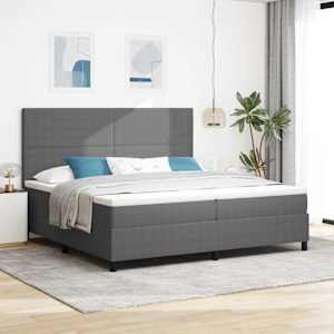 LED Box Spring Postelja Svetlo siva in bela. 200 x 200 cm