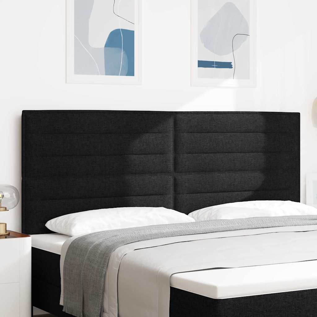 sengegavl linjer design sort 200 cm stof