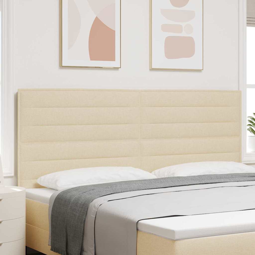 Sengegavl Linjer Design Creme 200 cm Stof