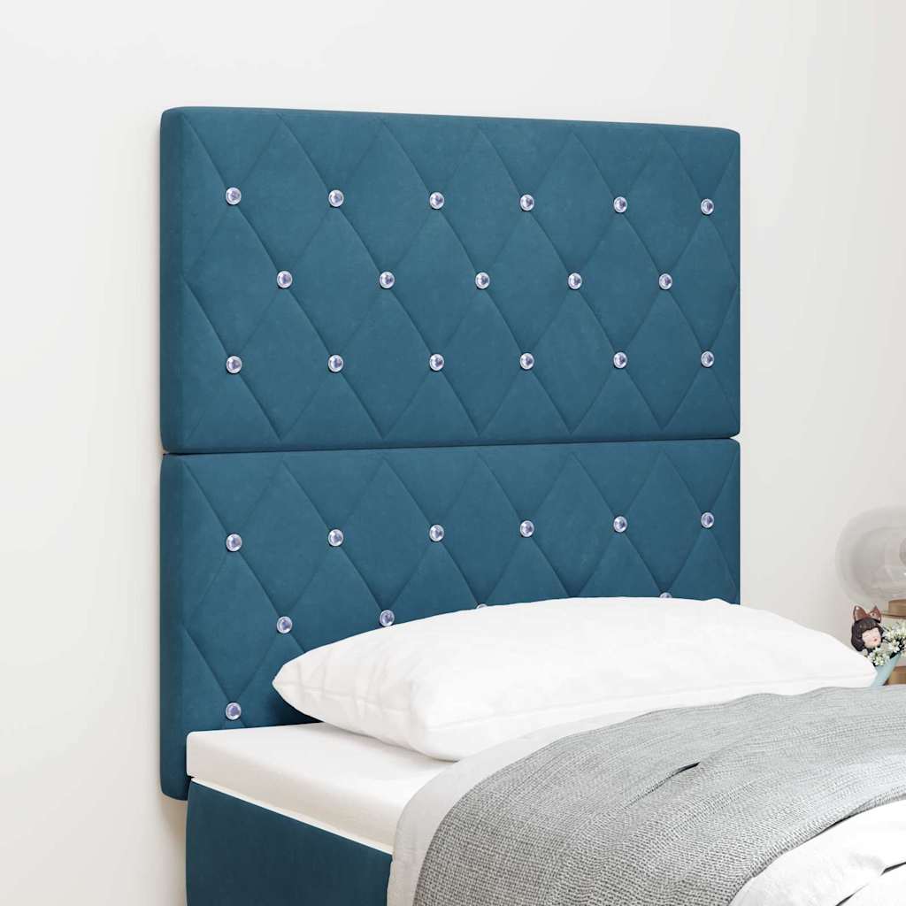 sengegavl krystalknap tufted mørkeblå 80 cm fløjl, vidaXL sengegavl krystalknap tufted mørkeblå 160 cm fløjl
