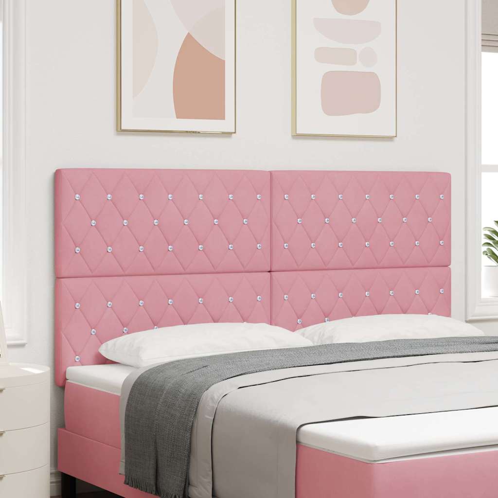 Sengegavl Krystalknap Tuftet Pink 180 cm Fløjl