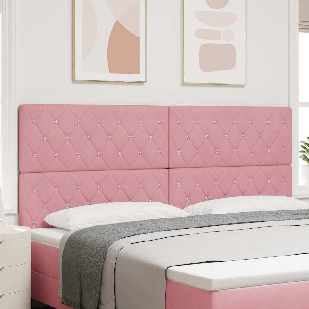 Sengegavl Krystalknap Tuftet Pink 200 cm Fløjl