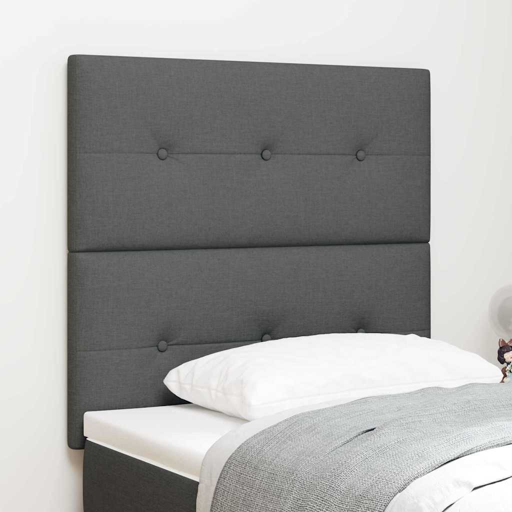 Cabecero de cama con botones capitoné tela gris oscuro 80 cm