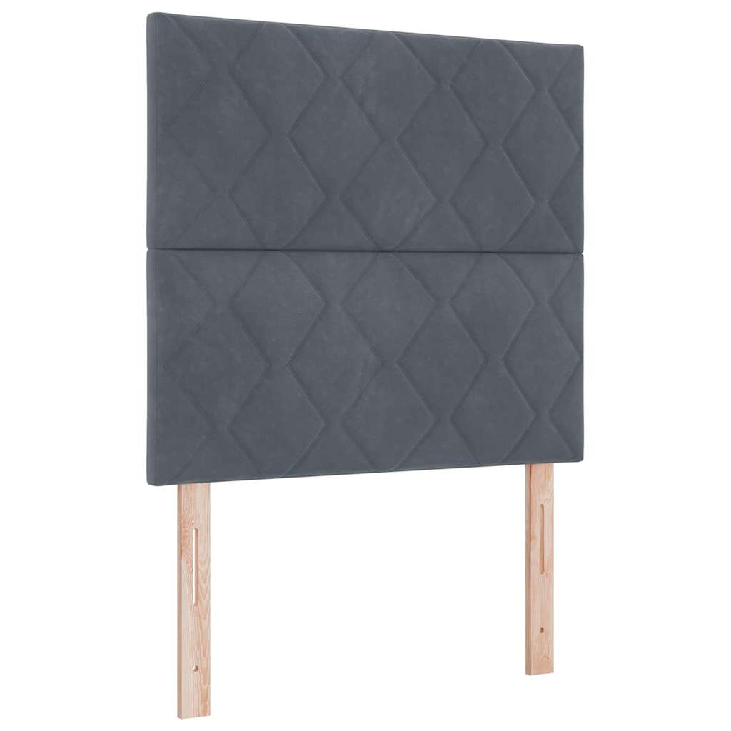 Sängynpääty Timanttiblokkeja, tummanharmaa 100 cm, samettia